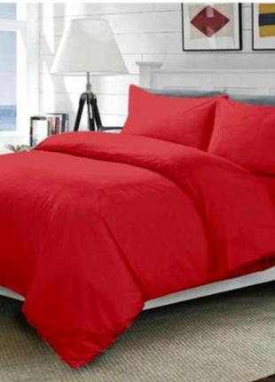 Двуспальный однотонный комплект постельного белья " красный ", бязь голд люкс "виталина"1 фото