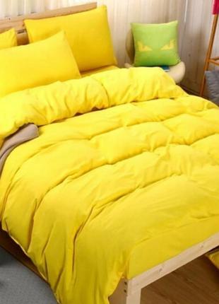 Полуторный однотонный комплект постельного белья " желтый ", бязь голд  люкс "виталина"