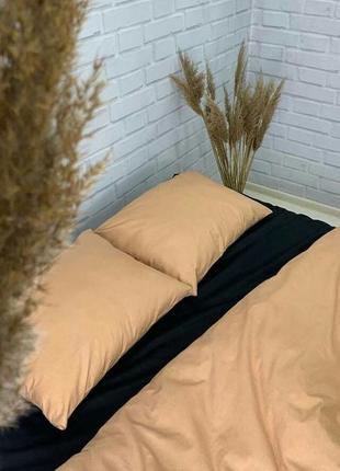 Полуторный однотонный комплект постельного белья " бежевый, коричневый, черный ", бязь голд  люкс "виталина"