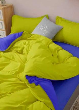 Евро однотонный комплект постельного белья " фиолетовый, желтый, сиреневый ", бязь голд  люкс "виталина"
