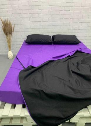 Евро однотонный комплект постельного белья " черный, фиолетовый, сиреневый ", бязь голд  люкс "виталина"1 фото