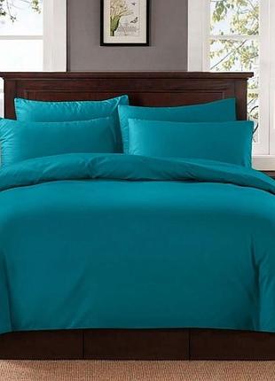 Євро однотонний комплект постільної білизни бірюзовий зелений бязь голд люкс віталіна 200х220