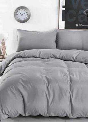 Полуторний однотонний комплект постільної білизни "сірий", бязь голд люкс "віталіна"