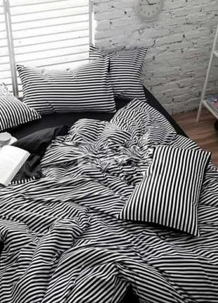 Евро комплект постельного белья " черный, полоска ", бязь голд люкс, "виталина"
