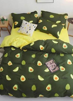 Семейный комплект постельного белья (150*220) "авокадо, желтый однотонный", бязь голд люкс, "виталина"1 фото