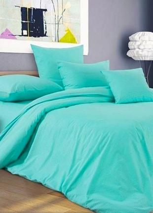 Двуспальный однотонный комплект постельного белья " бирюзовый, салатовый ", бязь голд люкс "виталина"