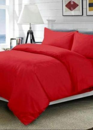 Полуторный однотонный комплект постельного белья " красный ", бязь голд люкс "виталина"