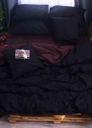 Полуторный однотонный комплект постельного белья " черный, коричневый, шоколадный ", бязь голд люкс "виталина"1 фото