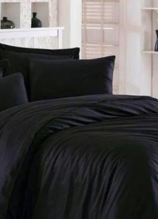 Семейный однотонный комплект постельного белья " черный ", бязь голд  люкс "виталина"