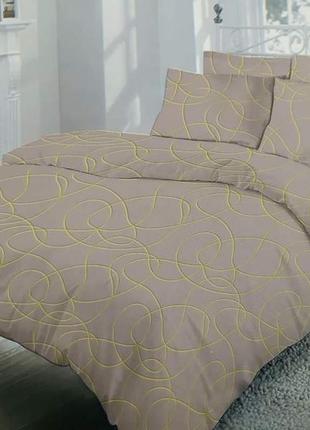 Полуторний комплект постільної білизни "вензель, завитки, сірий абстракція", бязь голд люкс "віталіна"