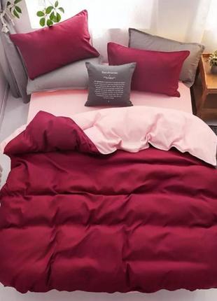 Полуторный однотонный комплект постельного белья " красный, розовый, бордовый ", бязь голд  люкс "виталина"
