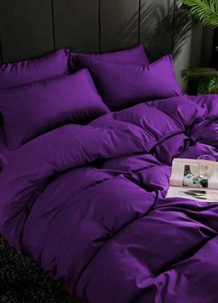 Полуторный однотонный комплект постельного белья " сиреневый, фиолетовый ", бязь голд люкс "виталина"