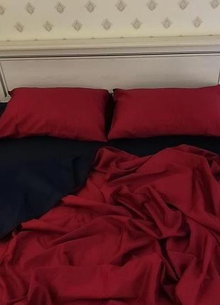 Двоспальний однотонний комплект постільної білизни "бордовий, червоний, чорний", бязь голд люкс "віталіна"