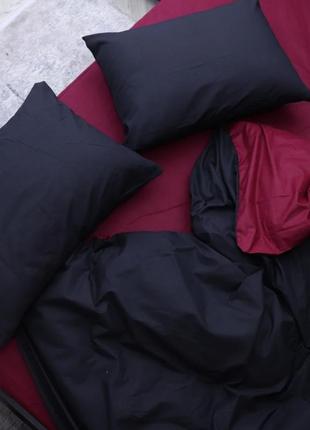 Евро однотонный комплект постельного белья " бордовый, красный, черный ", бязь голд  люкс "виталина"