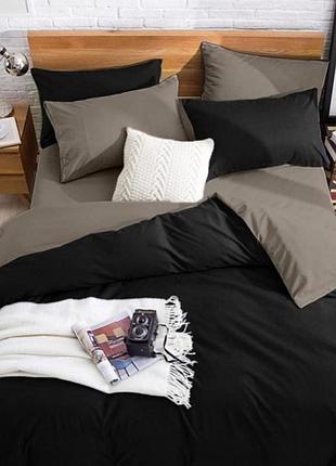 Полуторный однотонный комплект постельного белья " черный, серый графитовый ", бязь голд  люкс "виталина"