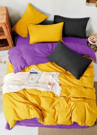 Полуторный однотонный комплект постельного белья "желтый, сиреневый, фиолетовый ", бязь голд  люкс "виталина"