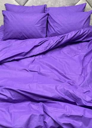 Полуторный однотонный комплект постельного белья " сиреневый, фиолетовый ", бязь голд  люкс "виталина"1 фото