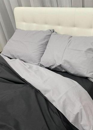 Семейный однотонный комплект постельного белья " черный, серый ", бязь голд  люкс "виталина"
