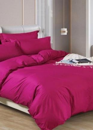 Евро однотонный комплект постельного белья " малиновый, розовый ", бязь голд люкс "виталина"1 фото
