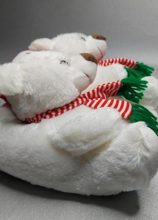 Подарок любимой девушке тапки кигуруми мишка новогодний, прикольные тапочки игрушки в виде мишки деда мороза2 фото