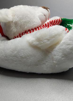 Подарок любимой девушке тапки кигуруми мишка новогодний, прикольные тапочки игрушки в виде мишки деда мороза4 фото