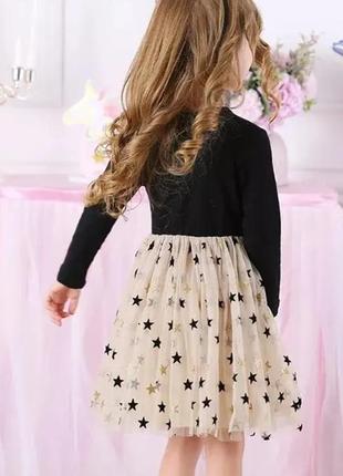 Нарядное детское платье на рост 98-104см, со звездочками, хлопок, полиэстер3 фото