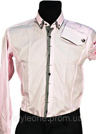 Рубашка мужская "pierre martin". розовая(длинный рукав)