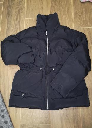 Трендовая объемная, черная куртка - пуховик оверсайз, boohoo, 14р6 фото