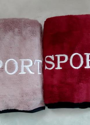 Полотенца (рушники) для рук, кухня, лицо 35*75 микрофибра махра розовый, красный, синий, серый,зеленый "спорт"