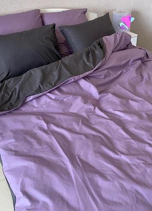 Евро однотонный комплект постельного белья " лавандовый, серый, сиреневый ", бязь голд  люкс "виталина"