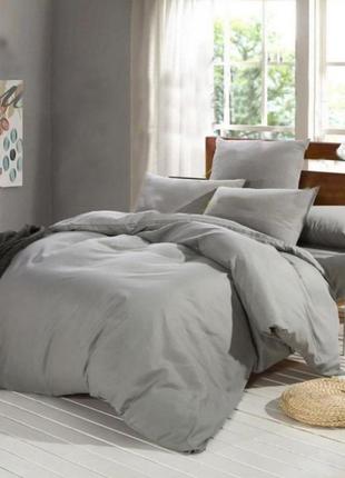 Евро однотонный комплект постельного белья " серый ", бязь голд  люкс "виталина"
