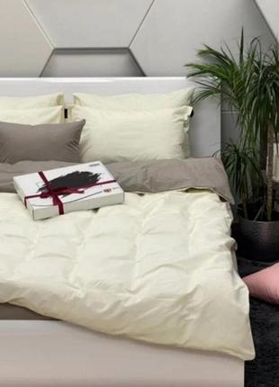 Полуторный однотонный комплект постельного белья " белый, серый ", бязь голд  люкс "виталина"