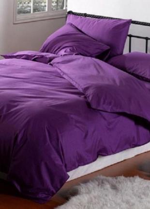 Двуспальный однотонный комплект постельного белья " фиолетовый, лиловый ", бязь голд  люкс "виталина"