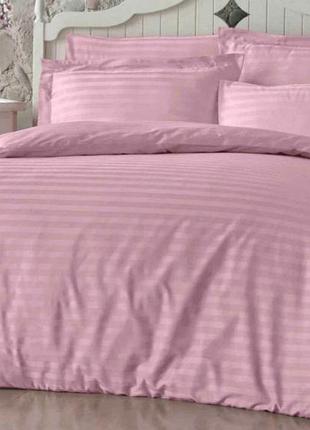 Полуторный комплект постельного белья " розовый ", страйп сатин "виталина"