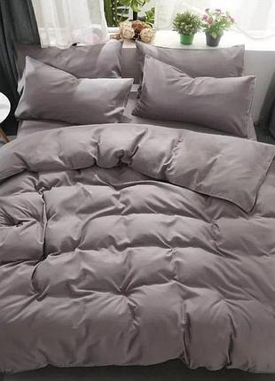 Двуспальный однотонный комплект постельного белья " серый ",  бязь голд  люкс "виталина"