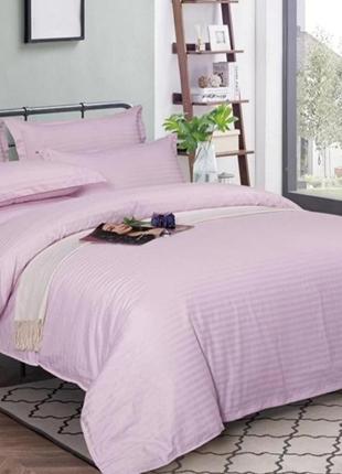 Двуспальный комплект постельного белья  " розовый ", страйп сатин "виталина"1 фото