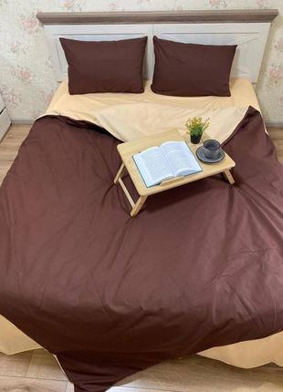 Двуспальный однотонный комплект постельного " коричневый, бежевый, шоколадный ", бязь голд люкс "виталина"