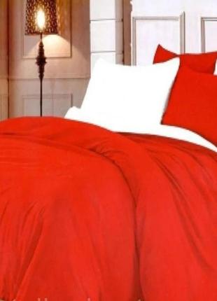 Двуспальный однотонный комплект постельного белья " красный, белый ", бязь голд  люкс "виталина"