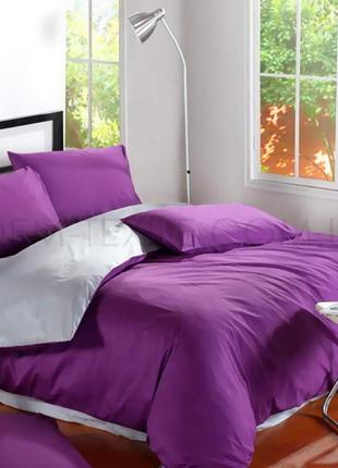 Євро однотонний комплект постільної білизни "сірий, фіолетовий, фуксія", бязь голд люкс "віталіна"
