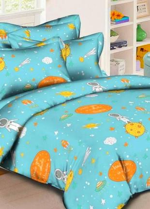 Дитячий, підлітковий полуторний комплект постільного " зірки, космос, планети", бязь голд люкс "віталіна"