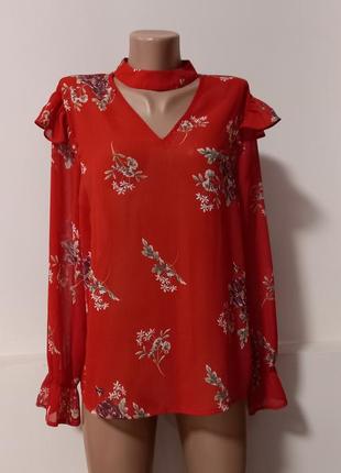 Розкішна шифонова блуза блузка червоного кольору