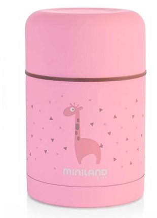 Детский термос для еды miniland silky thermos на 600 мл pink