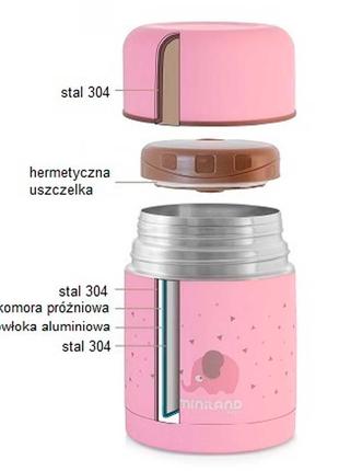 Дитячий термос для їжі miniland silky thermos на 600 мл pink2 фото