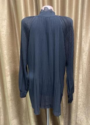 Плиссированная черная шифоновая легкая блузка/рубашка , италия, размер 2xl5 фото