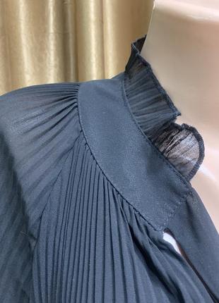 Плиссированная черная шифоновая легкая блузка/рубашка , италия, размер 2xl3 фото