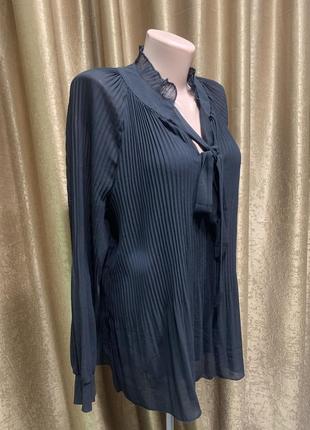 Плиссированная черная шифоновая легкая блузка/рубашка , италия, размер 2xl6 фото