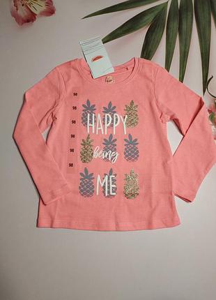 Яркий стильный реглан лонгслив с ананасами cool club для девочки 3 года