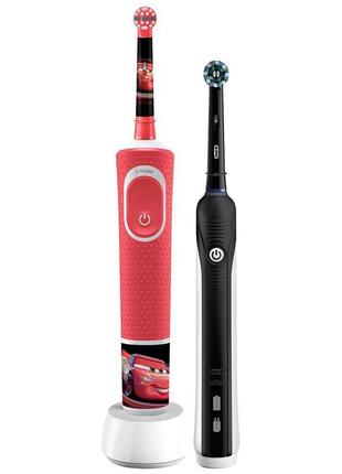 Набор зубных щеток braun oral-b pro 700 (d16.513.1u) + kids cars (d100.410.2k) family edition ms3 фото