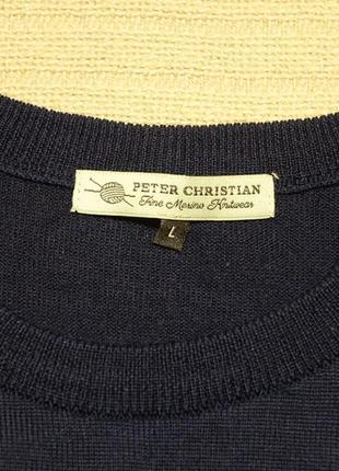 Чисто шерстяной пуловер темно-синего цвета  peter christian великобритания  l2 фото