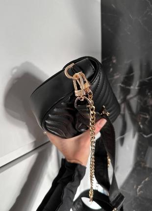 Популярная женская брендовая сумочка черная золотой логотип луи витон сумка multi pochette с цепью цепочкой5 фото